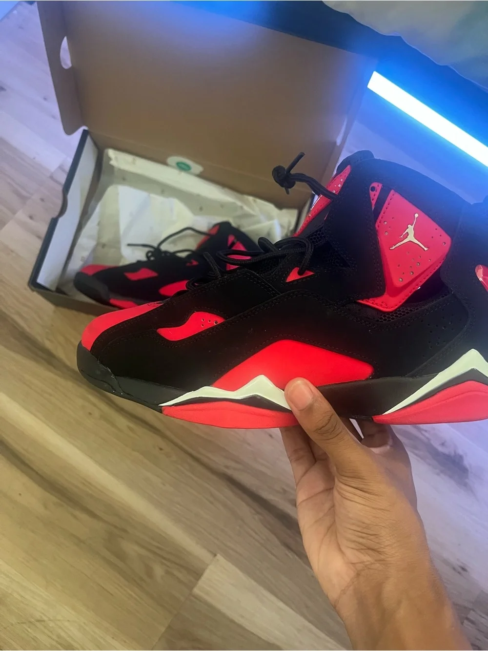 Jordan Men's Black and Red High-Top Sneakers